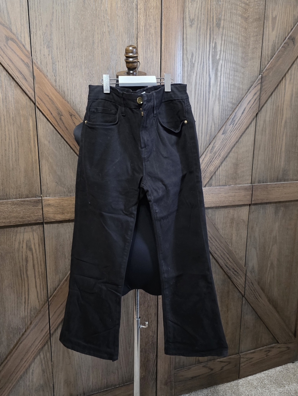 Frame Denim Black Le Crop Mini Boot Jeans